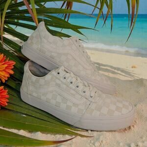 Vans SK8 Womens Triple White Ghost Checkered Sneakers - Size 8.5